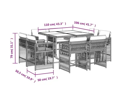 Sodo Komplektas Su Pagalvėlėmis, 9 Dalių, Smėlio, Poliratanas