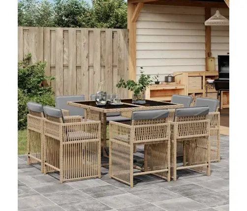 9-Daļīgs Virtuves Mēbeļu Komplekts Ar Matračiem, Pe Rotangpalma Vidaxl