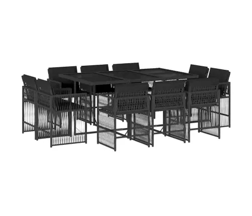 11-Osaline Aiamööbli Komplekt Patjadega, Must, Polürotang