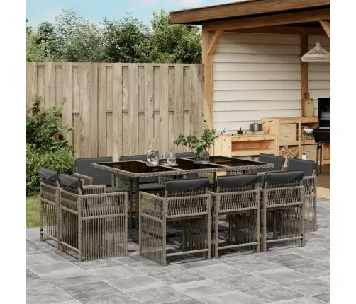 11-Daļīgs Dārza Mēbeļu Komplekts Ar Matračiem, Pe Rotangpalma Vidaxl