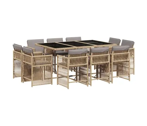 11-Daļīgs Virtuves Mēbeļu Komplekts Ar Matračiem,Pe Rotangpalma Vidaxl