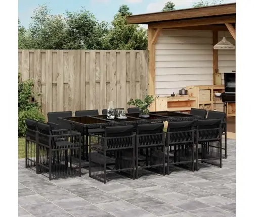 13-Daļīgs Dārza Mēbeļu Komplekts Ar Matračiem, Melns Pe Vidaxl