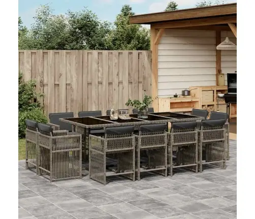 Sodo Komplektas Su Pagalvėlėmis, 13 Dalių, Pilkas, Poliratanas