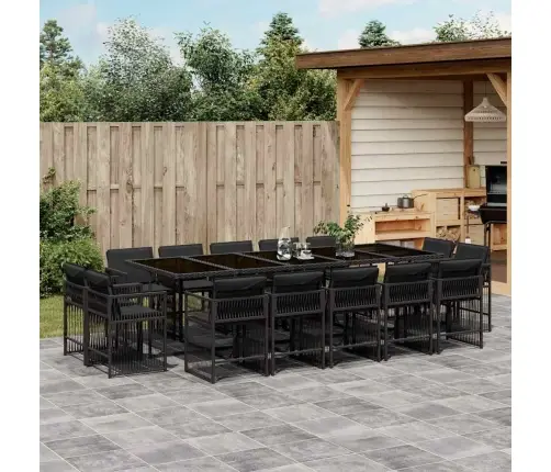 Sodo Komplektas Su Pagalvėlėmis, 15 Dalių, Juodas, Poliratanas