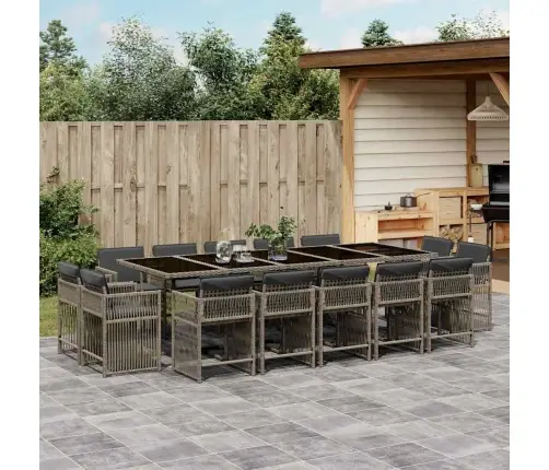 Sodo Komplektas Su Pagalvėlėmis, 15 Dalių, Pilkas, Poliratanas