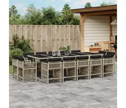 Sodo Komplektas Su Pagalvėlėmis, 15 Dalių, Pilkas, Poliratanas Sodo Komplektas Su Pagalvėlėmis, 15 Dalių, Pilkas, Poliratanas