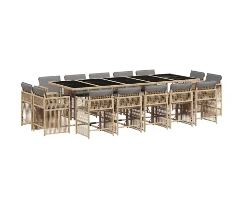 Sodo Komplektas Su Pagalvėlėmis, 15 Dalių, Smėlio, Poliratanas