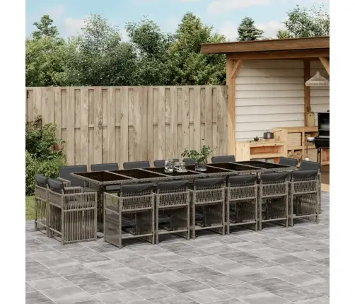 Sodo Komplektas Su Pagalvėlėmis, 17 Dalių, Pilkas, Poliratanas