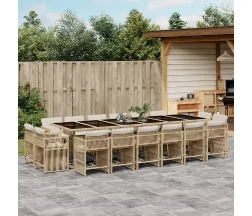 17-Daļīgs Virtuves Mēbeļu Komplekts Ar Matračiem, Bēša Pe Vidaxl