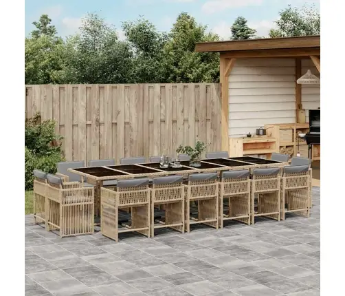 17-Daļīgs Virtuves Mēbeļu Komplekts Ar Matračiem,Pe Rotangpalma Vidaxl