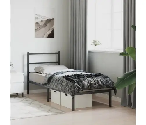 Gultas Rāmis Ar Galvgali, Melns Metāls, 75X190 Cm Vidaxl