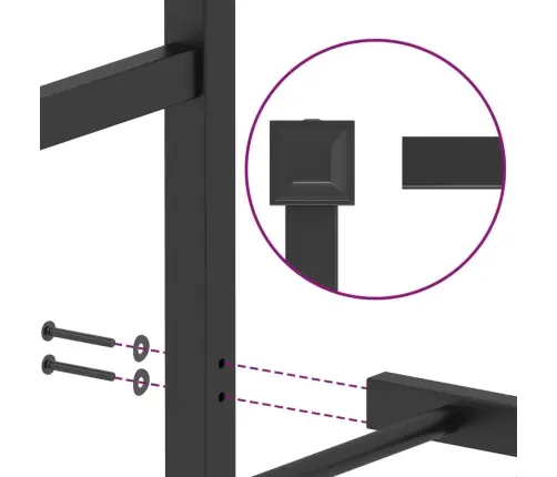 Gultas Rāmis Ar Galvgali, Melns Metāls, 75X190 Cm Vidaxl