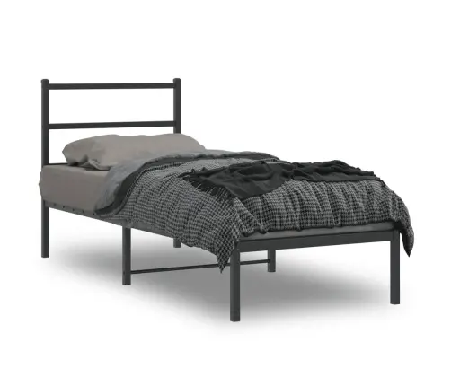 Gultas Rāmis Ar Galvgali, Melns Metāls, 75X190 Cm Vidaxl