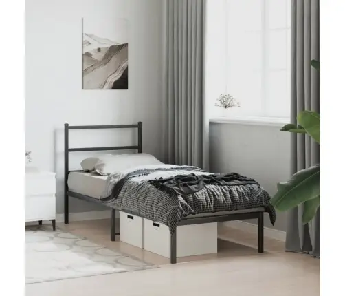 Gultas Rāmis Ar Galvgali, Melns Metāls, 80X200 Cm Vidaxl