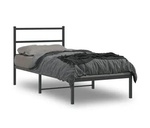 Metalinis Lovos Rėmas Su Galvūgaliu, Juodos Spalvos, 90X190Cm