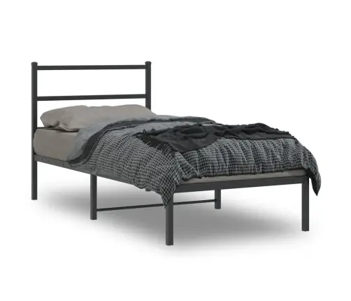 Gultas Rāmis Ar Galvgali, Melns Metāls, 90X200 Cm Vidaxl