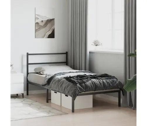 Gultas Rāmis Ar Galvgali, Melns Metāls, 100X190 Cm Vidaxl