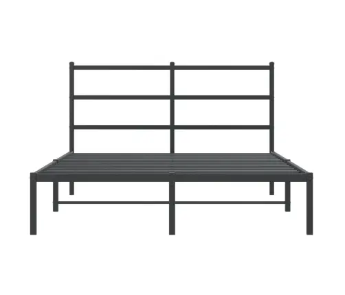 Gultas Rāmis Ar Galvgali, Melns Metāls, 135X190 Cm Vidaxl