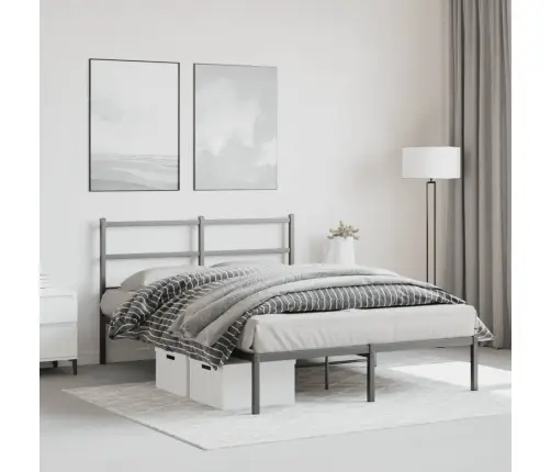 Gultas Rāmis Ar Galvgali, Melns Metāls, 140X190 Cm Vidaxl