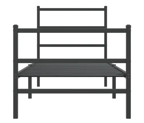 Gultas Rāmis Ar Galvgali Un Kājgali, Melns Metāls, 75X190 Cm Vidaxl