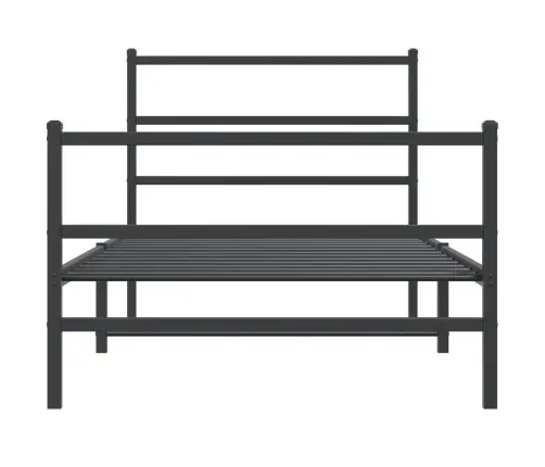 Metallist Voodiraam Peatsi Ja Jalutsiga, Must, 100 X 190 Cm