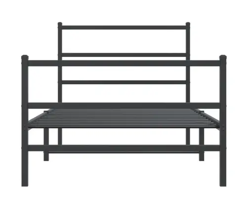Gultas Rāmis Ar Galvgali Un Kājgali, Melns Metāls, 107X203 Cm Vidaxl