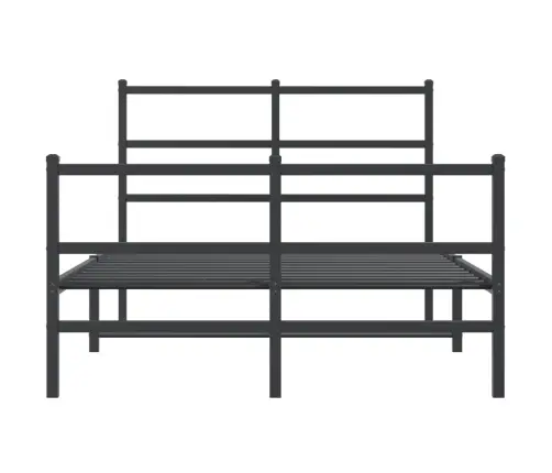 Gultas Rāmis Ar Galvgali Un Kājgali, Melns Metāls, 120X200 Cm Vidaxl