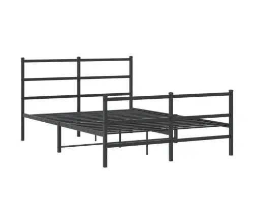Gultas Rāmis Ar Galvgali Un Kājgali, Melns Metāls, 140X190 Cm Vidaxl