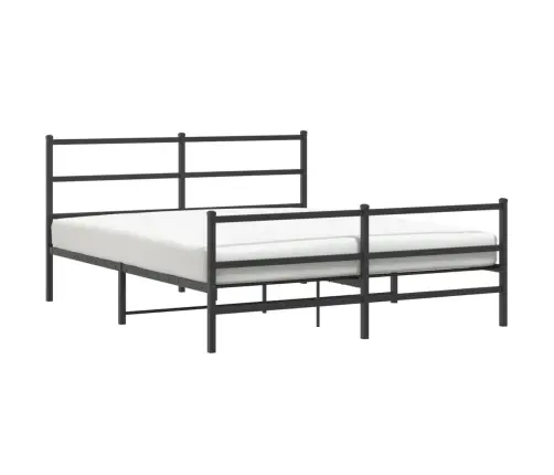 Gultas Rāmis Ar Galvgali Un Kājgali, Melns Metāls, 150X200 Cm Vidaxl