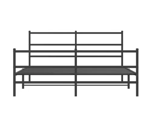 Gultas Rāmis Ar Galvgali Un Kājgali, Melns Metāls, 150X200 Cm Vidaxl