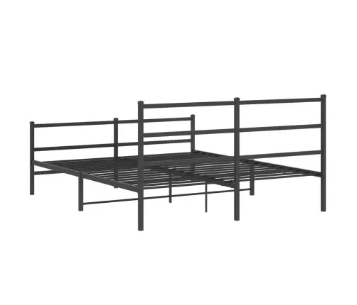 Gultas Rāmis Ar Galvgali Un Kājgali, Melns Metāls, 150X200 Cm Vidaxl