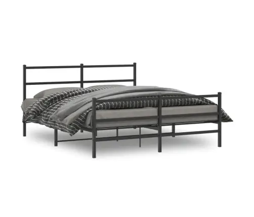 Gultas Rāmis Ar Galvgali Un Kājgali, Melns Metāls, 150X200 Cm Vidaxl