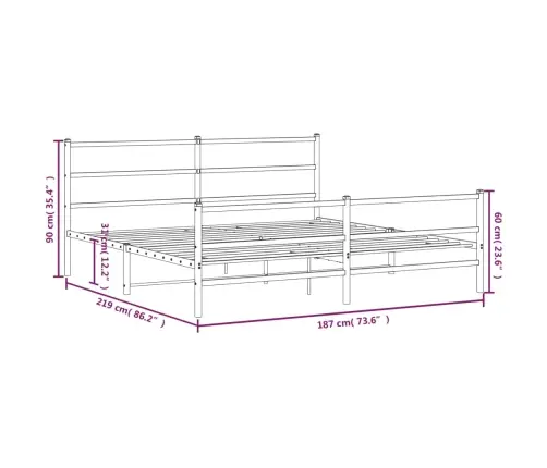 Metallist Voodiraam Peatsi Ja Jalutsiga, Must, 183X213 Cm