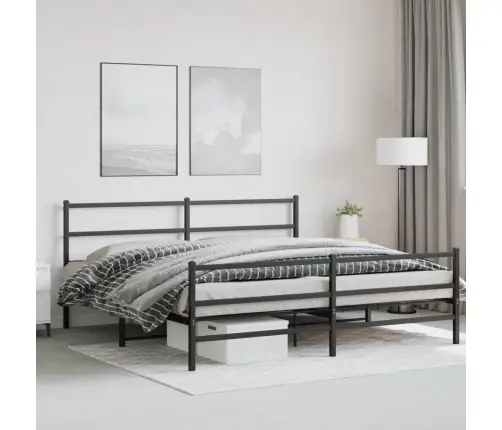 Gultas Rāmis Ar Galvgali Un Kājgali, Melns Metāls, 193X203 Cm Vidaxl