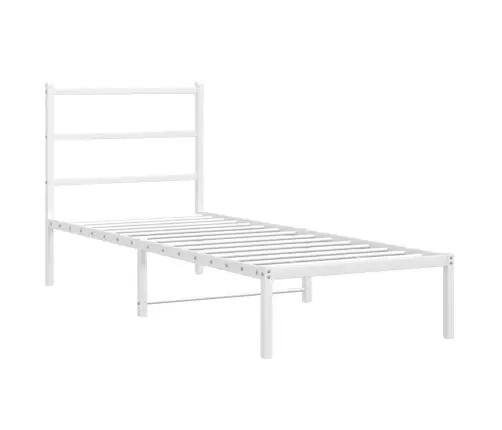 Metallist Voodiraam Peatsiga, Valge, 80X200 Cm