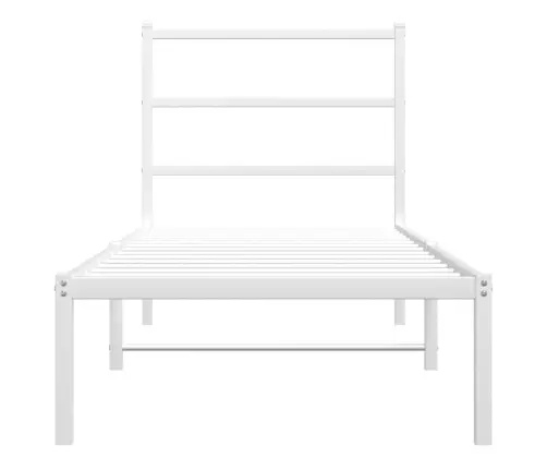 Metallist Voodiraam Peatsiga, Valge, 80X200 Cm