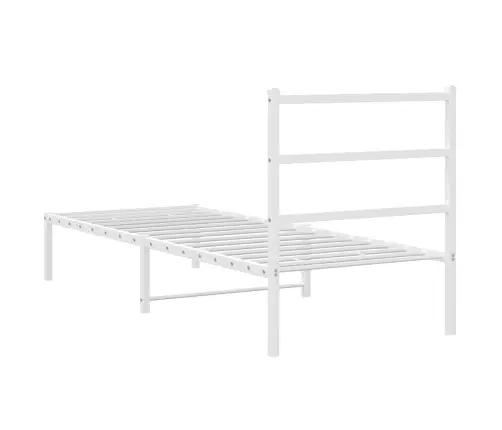 Metallist Voodiraam Peatsiga, Valge, 80X200 Cm