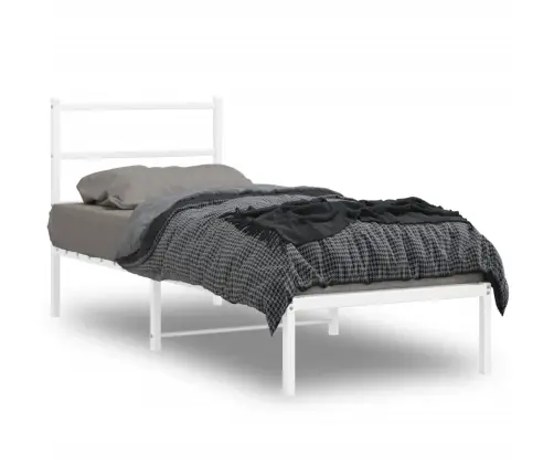 Metallist Voodiraam Peatsiga, Valge, 80X200 Cm