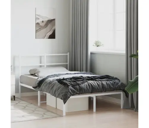Gultas Rāmis Ar Galvgali, Balts Metāls, 120X190 Cm Vidaxl
