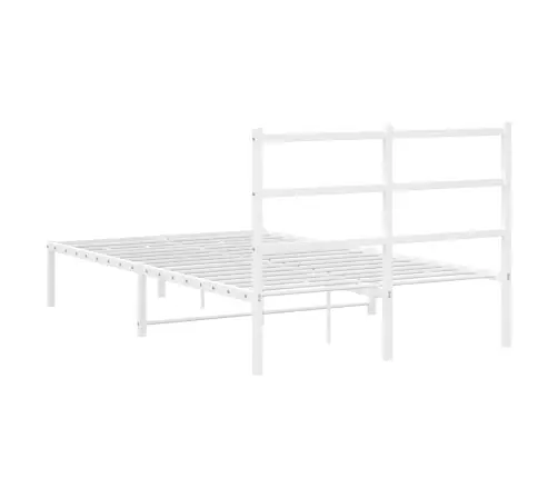 Gultas Rāmis Ar Galvgali, Balts Metāls, 120X190 Cm Vidaxl