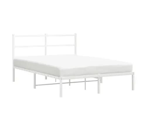Gultas Rāmis Ar Galvgali, Balts Metāls, 135X190 Cm Vidaxl