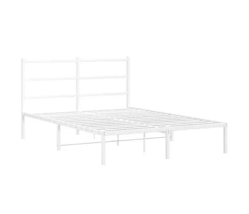 Gultas Rāmis Ar Galvgali, Balts Metāls, 135X190 Cm Vidaxl