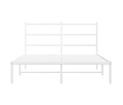 Gultas Rāmis Ar Galvgali, Balts Metāls, 135X190 Cm Vidaxl
