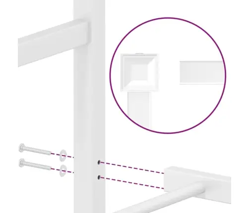 Gultas Rāmis Ar Galvgali, Balts Metāls, 135X190 Cm Vidaxl
