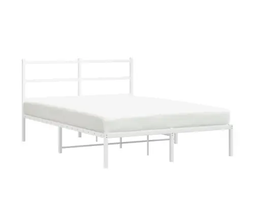 Gultas Rāmis Ar Galvgali, Balts Metāls, 140X190 Cm Vidaxl