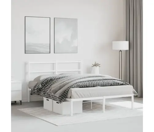 Gultas Rāmis Ar Galvgali, Balts Metāls, 140X190 Cm Vidaxl