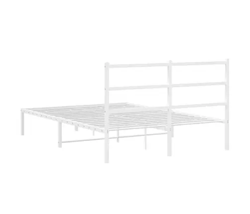 Gultas Rāmis Ar Galvgali, Balts Metāls, 140X190 Cm Vidaxl