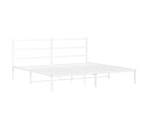 Gultas Rāmis Ar Galvgali, Balts Metāls, 200X200 Cm Vidaxl