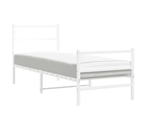 Metallist Voodiraam Peatsi Ja Jalutsiga , Valge, 75X190 Cm