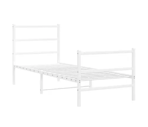 Metallist Voodiraam Peatsi Ja Jalutsiga , Valge, 75X190 Cm